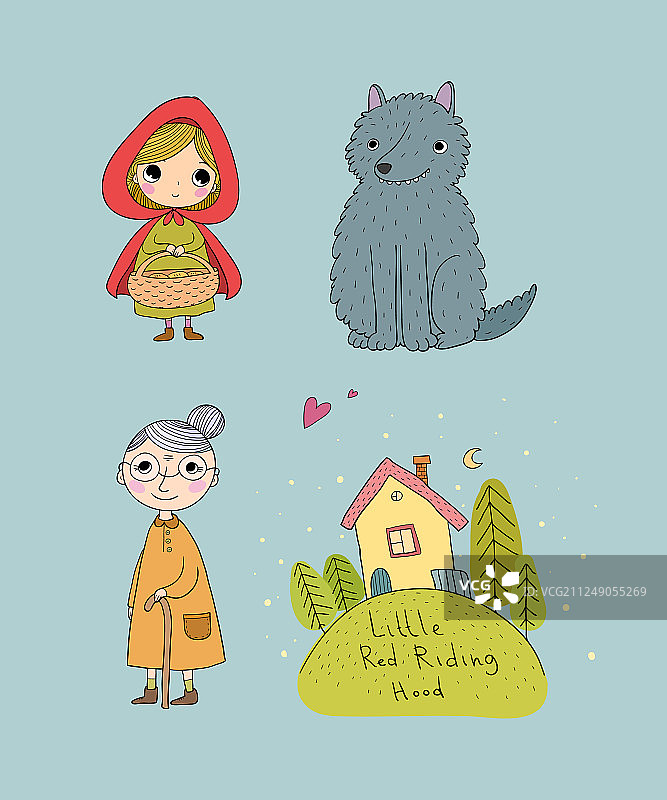 小红帽童话故事合集图片素材
