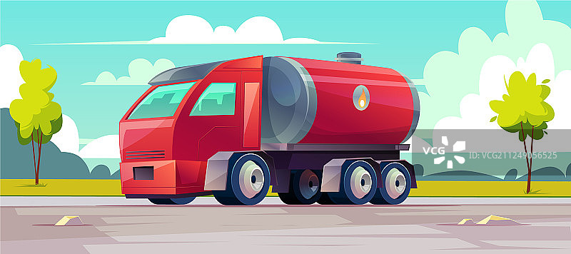 油箱里有汽油的红色卡车图片素材