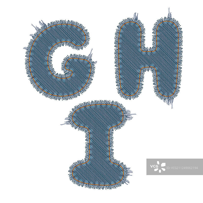 撕裂的牛仔字母图片素材