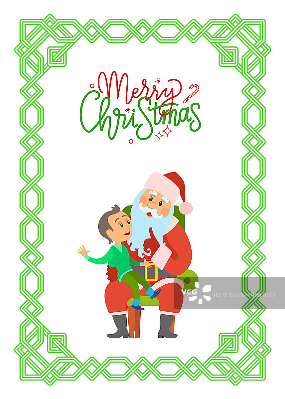 圣诞快乐明信片与圣诞老人和男孩图片素材