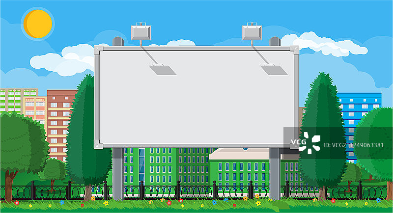 带灯和城市景观的空城市广告牌图片素材