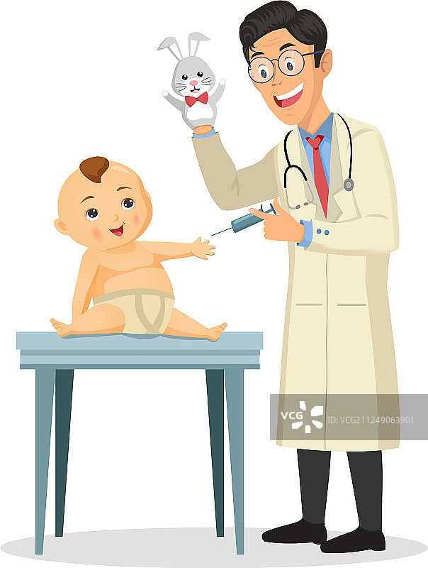 儿科医生进行疫苗接种图片素材