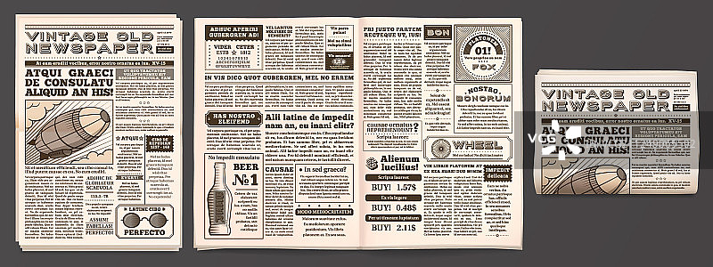 复古报纸样机复古新闻纸页面图片素材