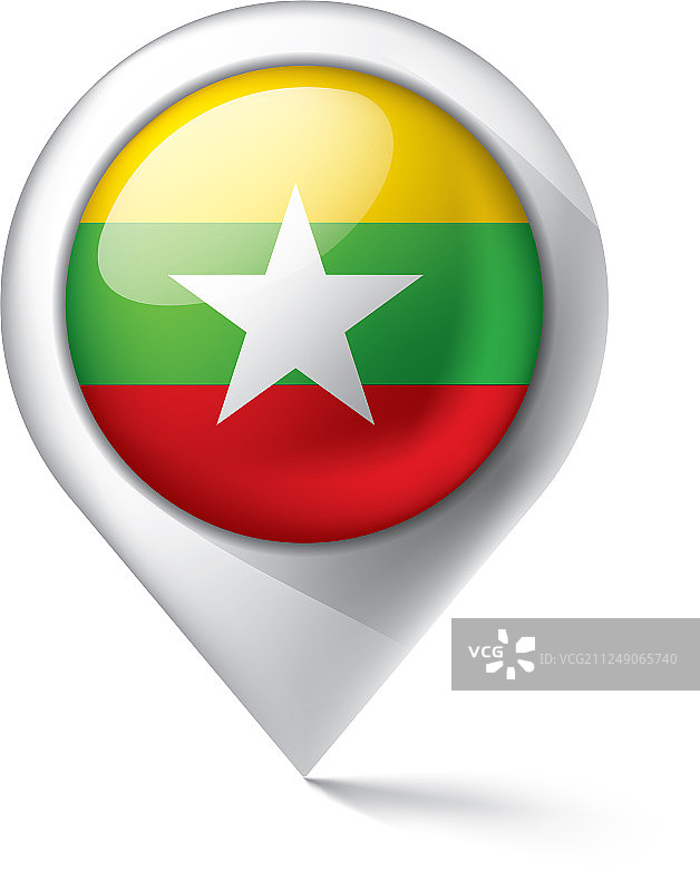 缅甸国旗上有白色图片素材