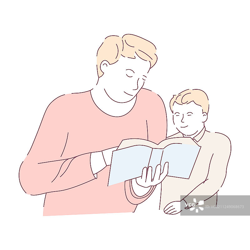 父子一起读书写作业图片素材