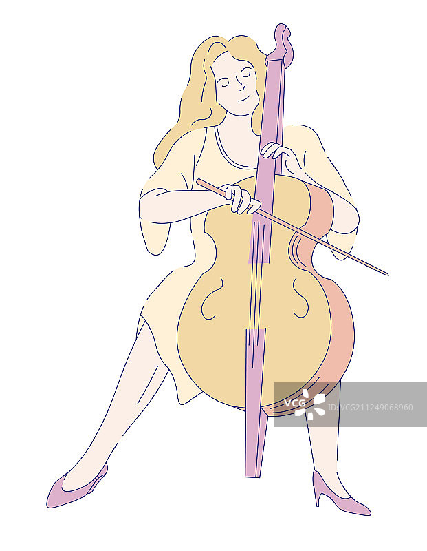身着礼服演奏古典音乐的女大提琴家图片素材