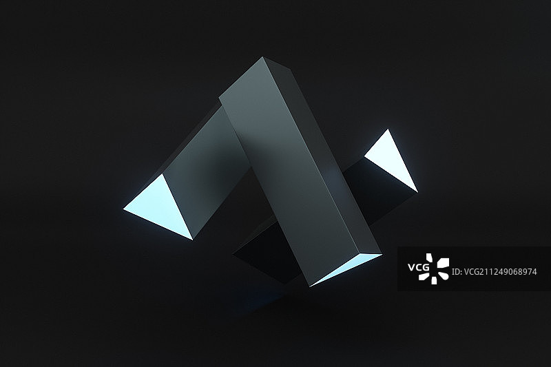 创意发光三角形柱子，三维渲染图片素材