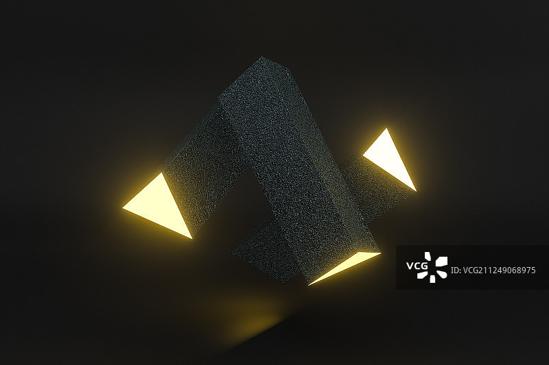 创意发光三角形柱子，三维渲染图片素材