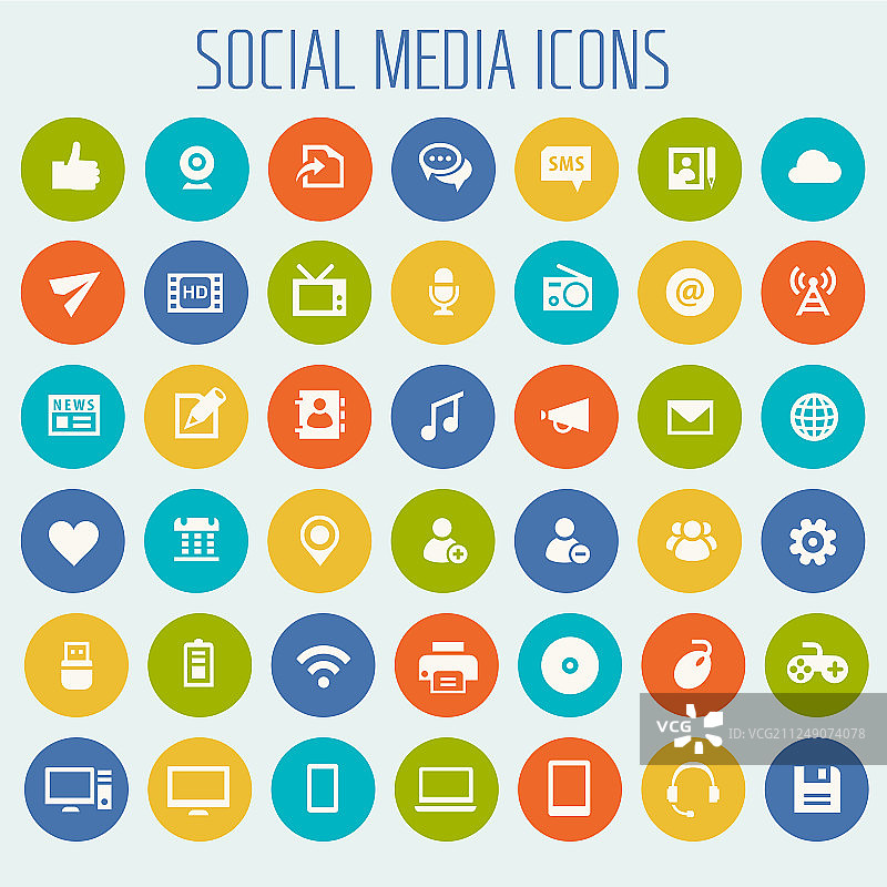 大型社交媒体图标集图片素材