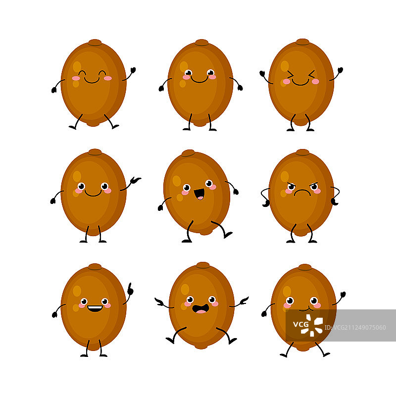 可爱的猕猴桃卡通人物套装图片素材