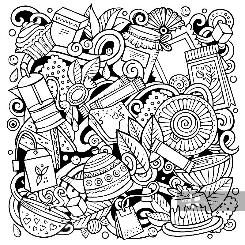 卡通涂鸦茶馆图片素材