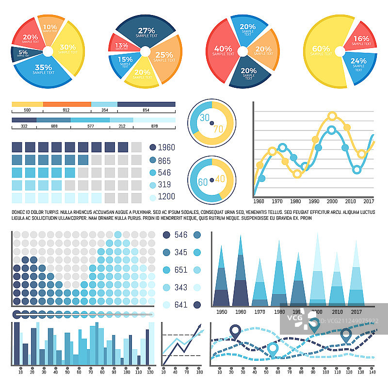 带扇区百分比信息的饼图图片素材