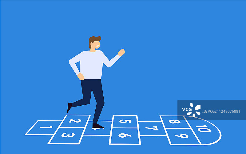 男人玩跳房子游戏图片素材