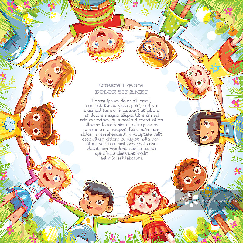 手牵手的多国儿童群体图片素材