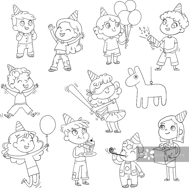 孩子们在生日派对上玩耍图片素材