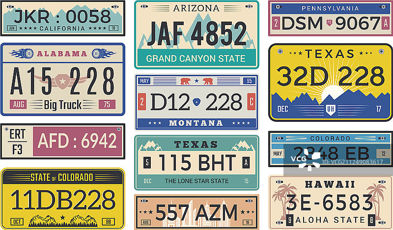 美国犹他州或印第安纳州汽车牌照图片素材