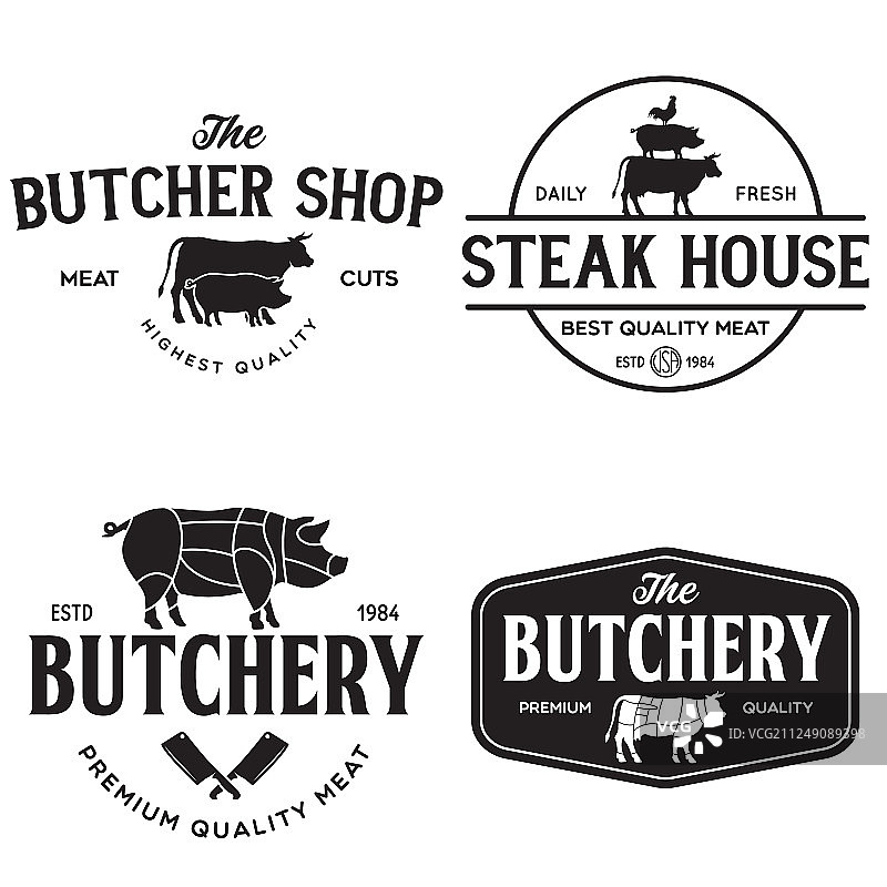 手绘肉店和屠宰场合集图片素材