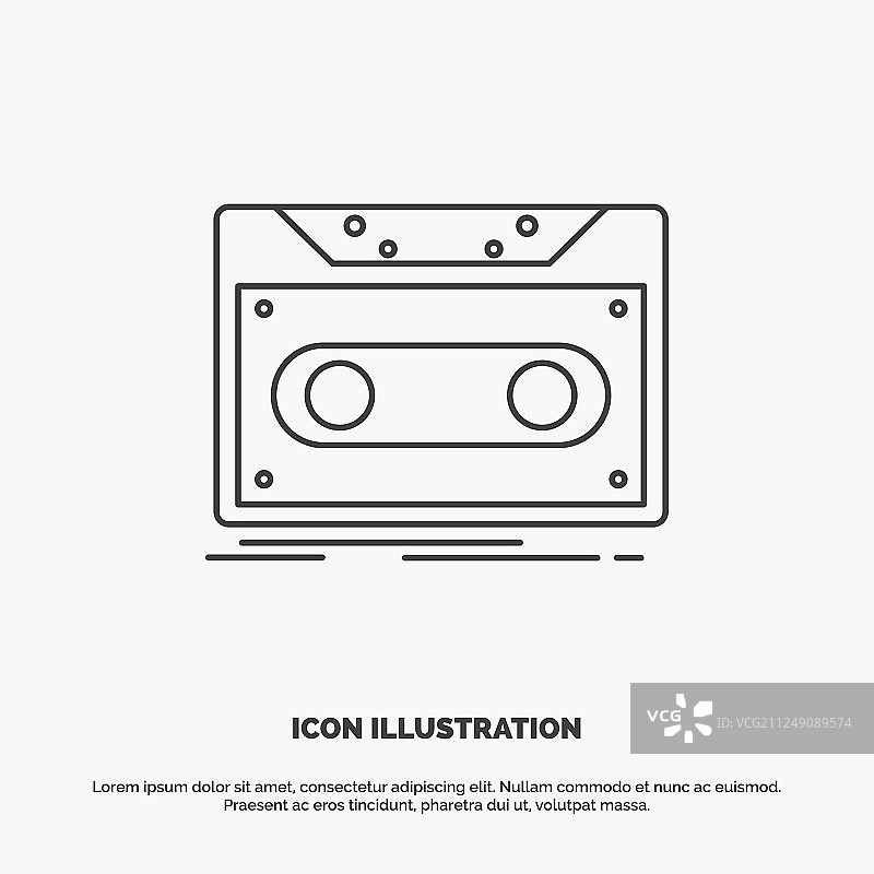 卡式录音带Demo磁带灰色线条图标图片素材