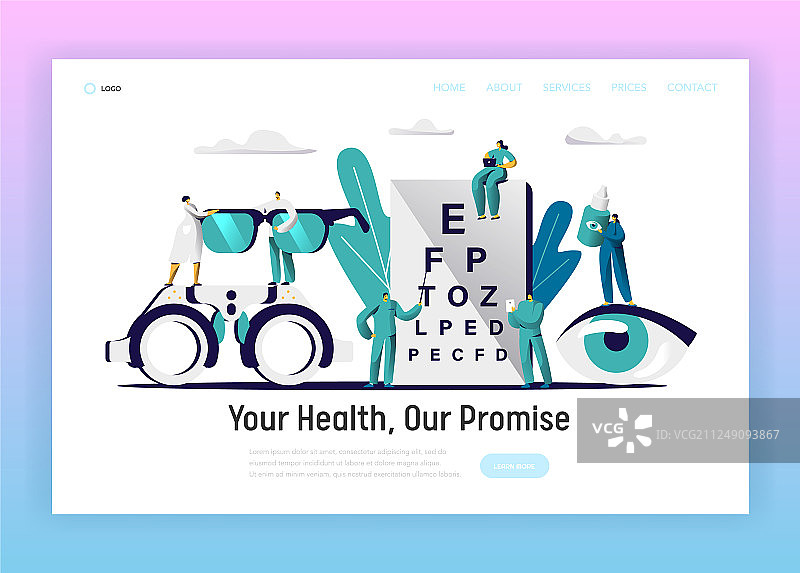 眼科医生视力检查引导页图片素材