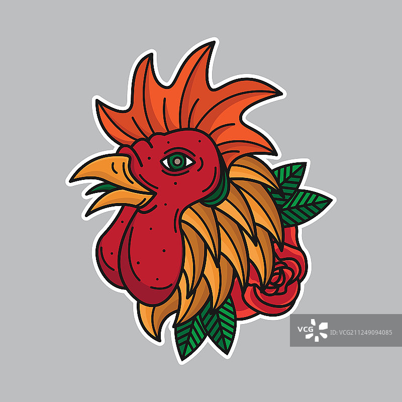 传统小鸡纹身图案图片素材