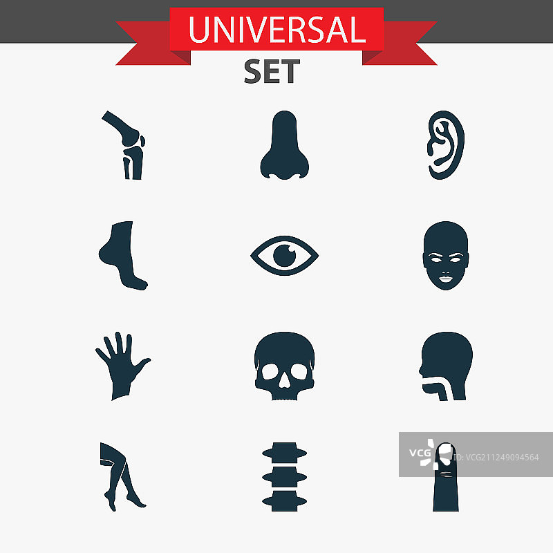 包含面部耳朵手指等的身体图标合集图片素材