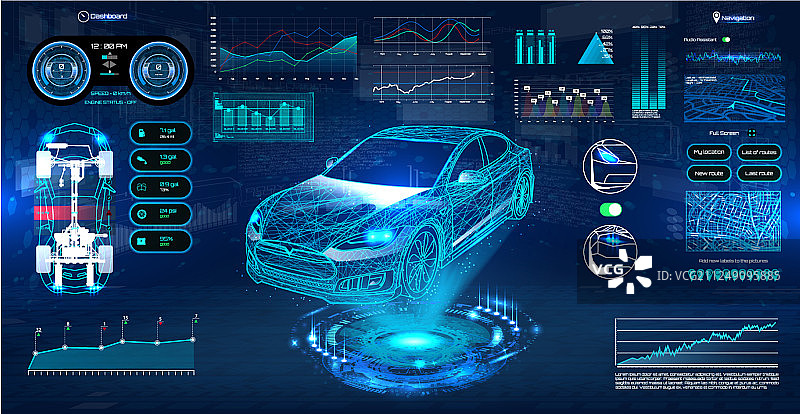 创新系统汽车诊断HUD界面图片素材