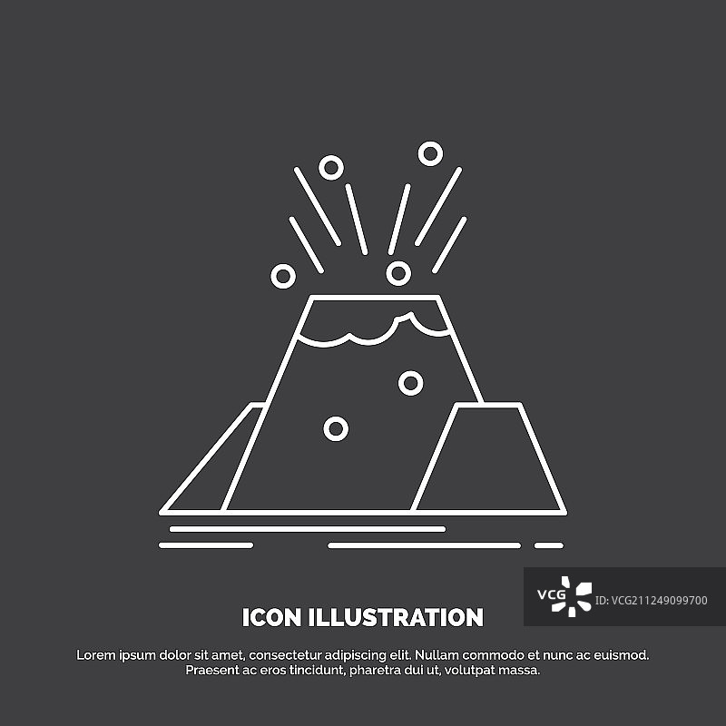 火山爆发预警安全图标线图片素材