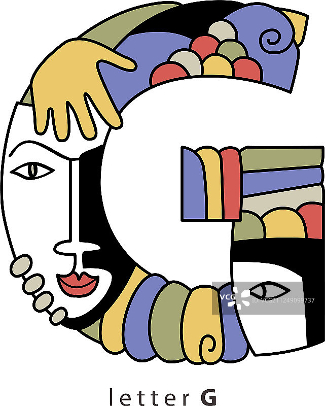 带有面具的字母G图片素材