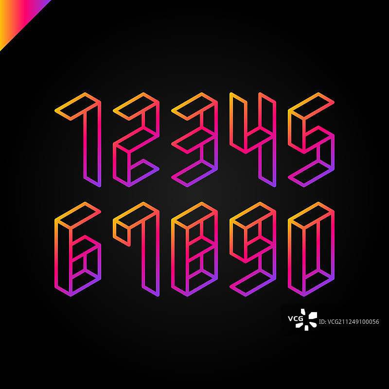 2.5D运动数字字体合集图片素材