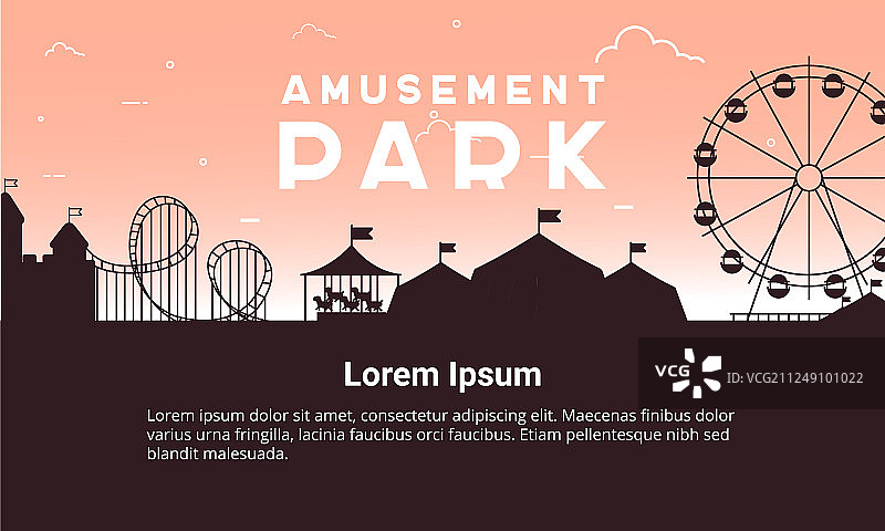 游乐园景色扁平风格轮廓图片素材