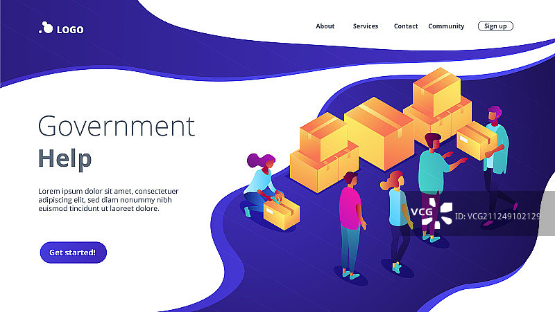 人道主义援助等距3D页面图片素材