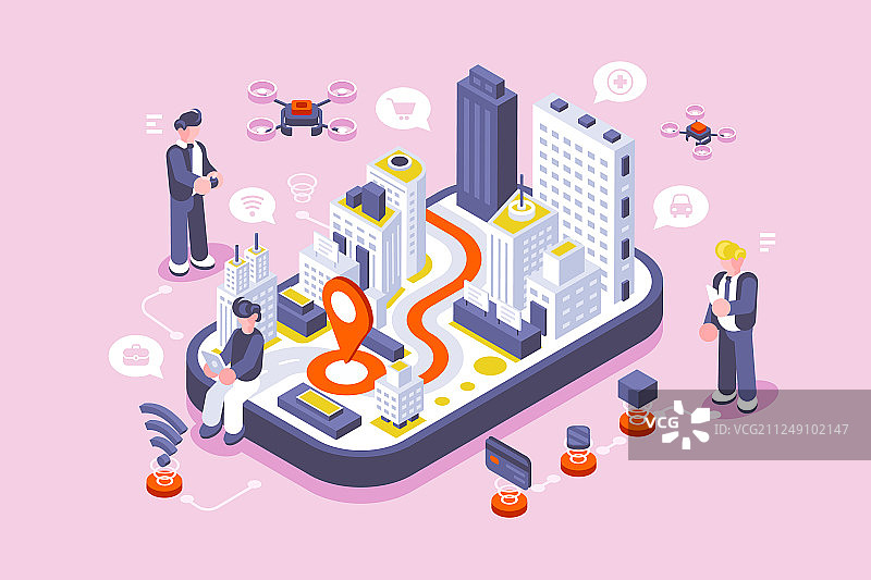 数字触摸屏上的智慧城市图片素材