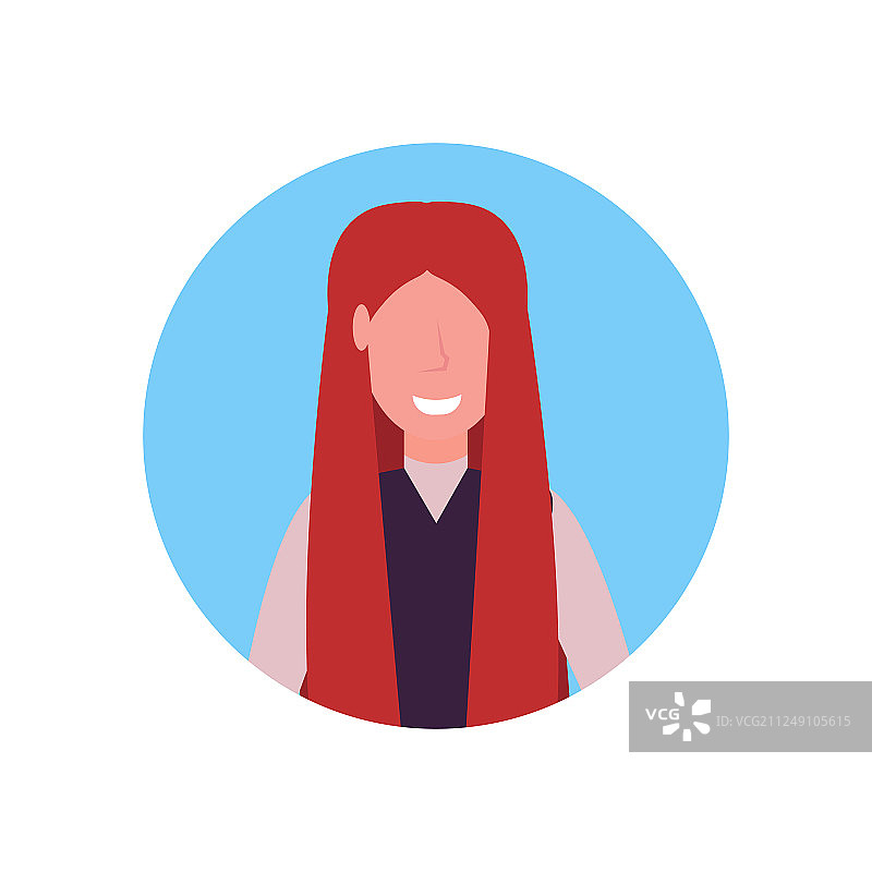 红发女人头像，快乐的女孩，无脸男图片素材