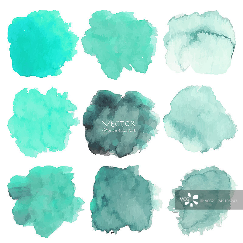 白色背景上的薄荷水彩套装图片素材