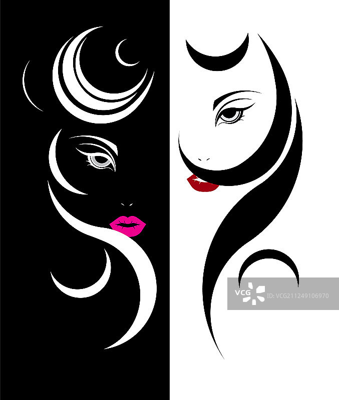 长发造型图标Logo女性面部图片素材