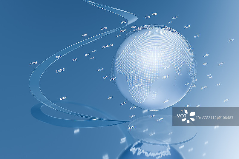 蓝色大数据地球，三维渲染图片素材