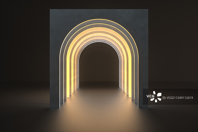 石质圆形隧道，三维渲染图片素材