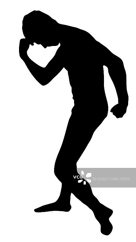 年轻男人摆出雕像般的姿势图片素材