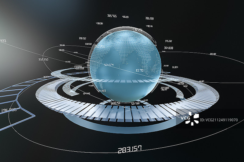 三维渲染，大数据地球与科幻元素图片素材