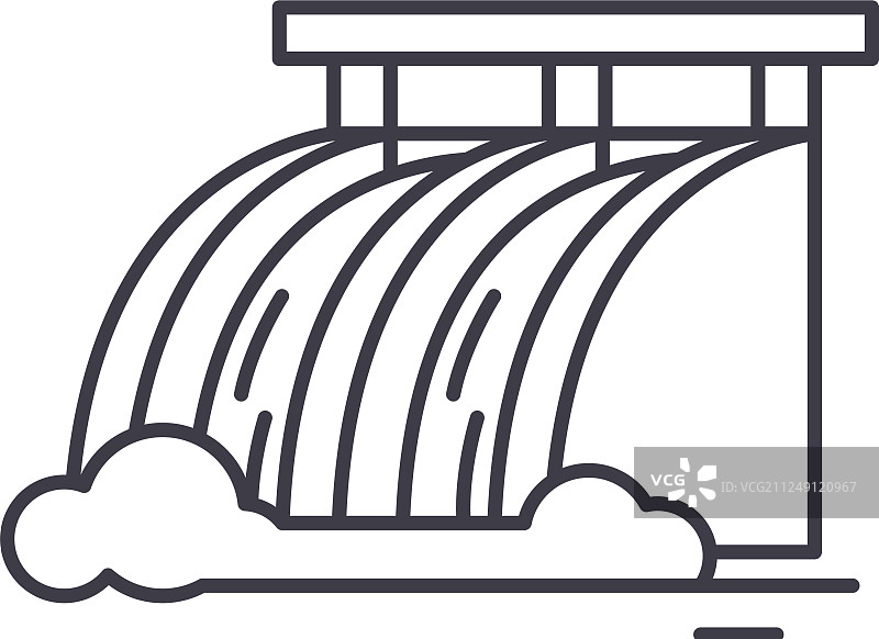 水力发电站线性图标概念图片素材