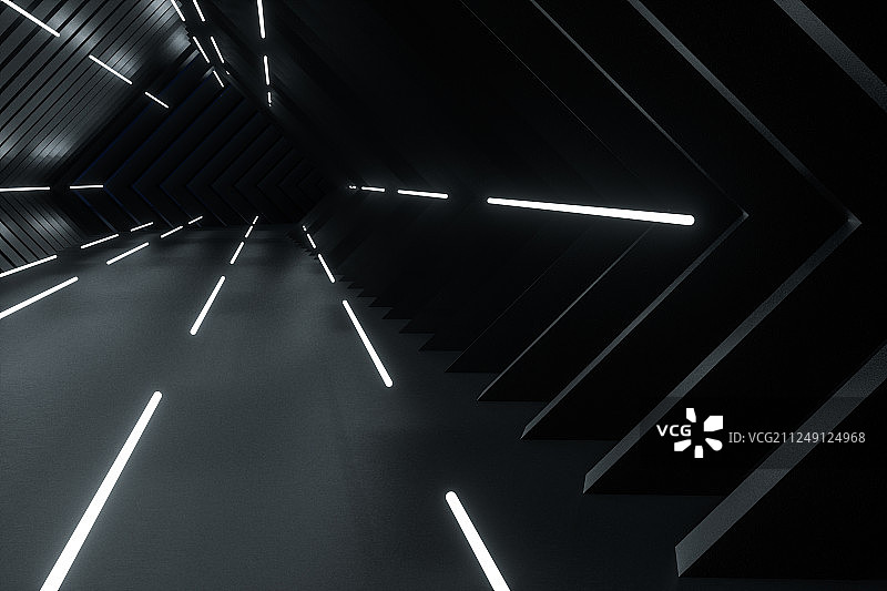 通道内的发光光线，三维渲染图片素材