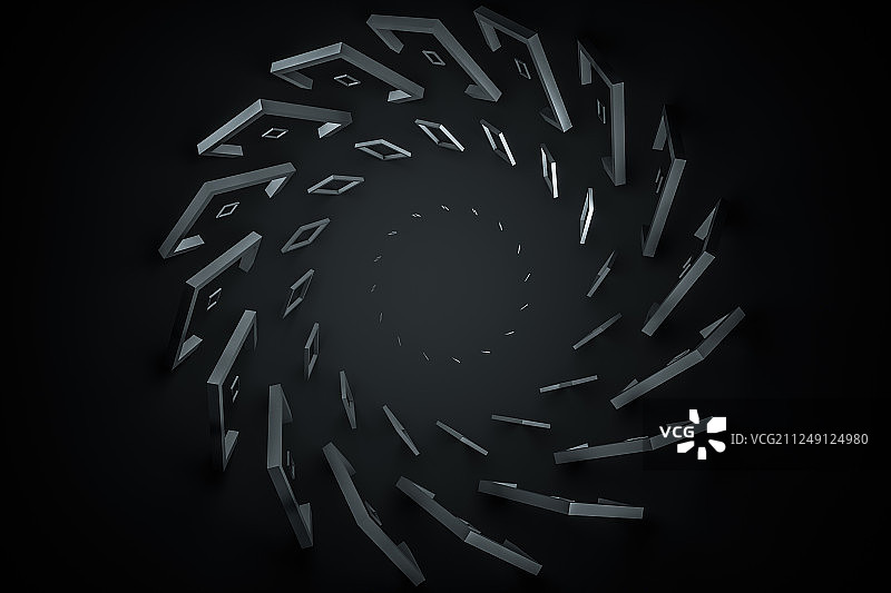 黑暗中的立方体阵列，三维渲染图片素材
