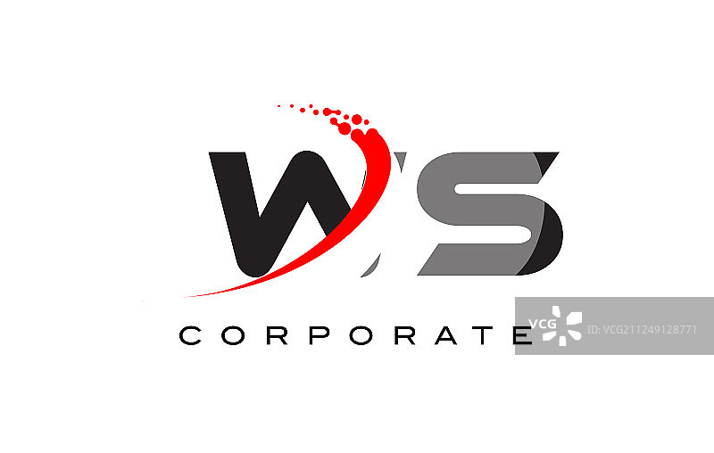 带有弧线的现代WS字母标志设计图片素材