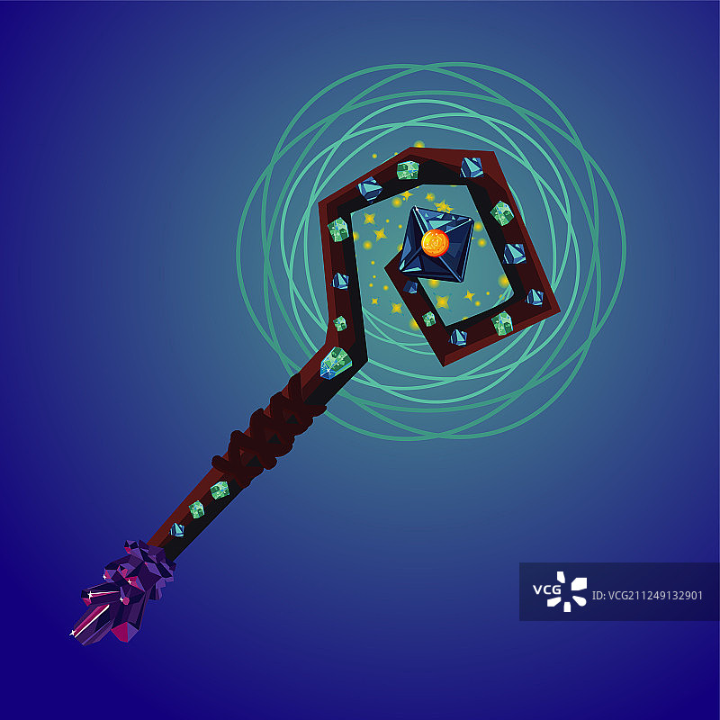 带有水晶的魔法棒奇幻卡通法杖图片素材