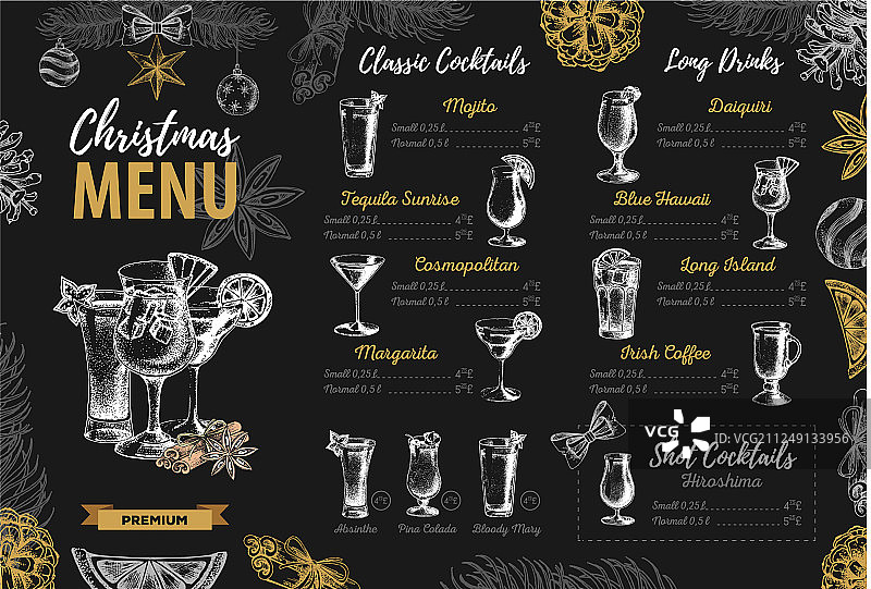 手绘圣诞假日菜单设计图片素材