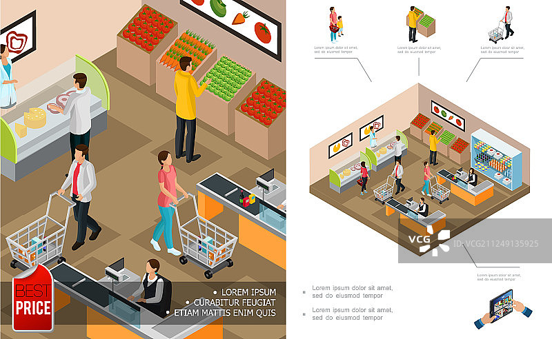 2.5D购物概念图片素材