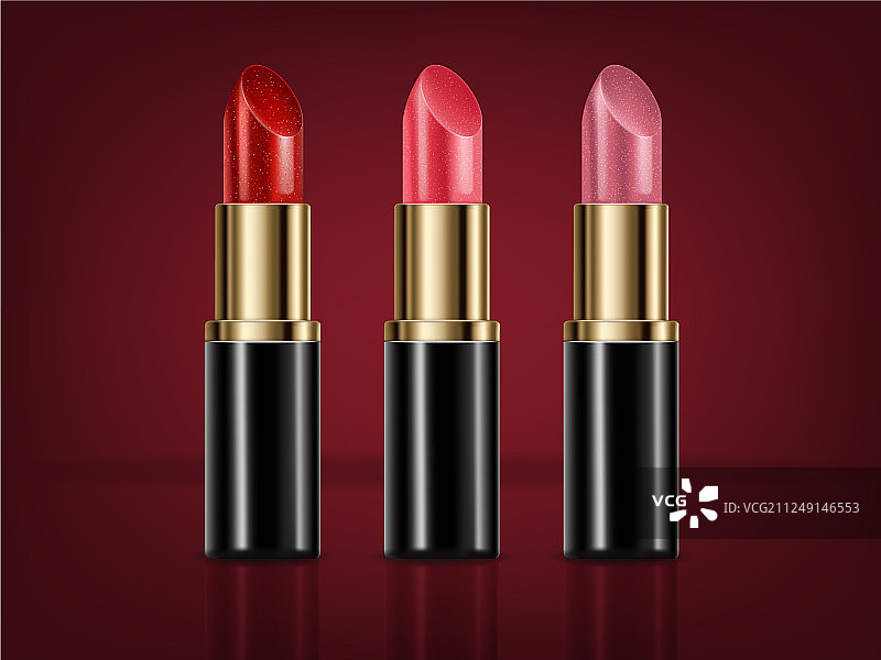 逼真口红包装设计颜色样品图片素材