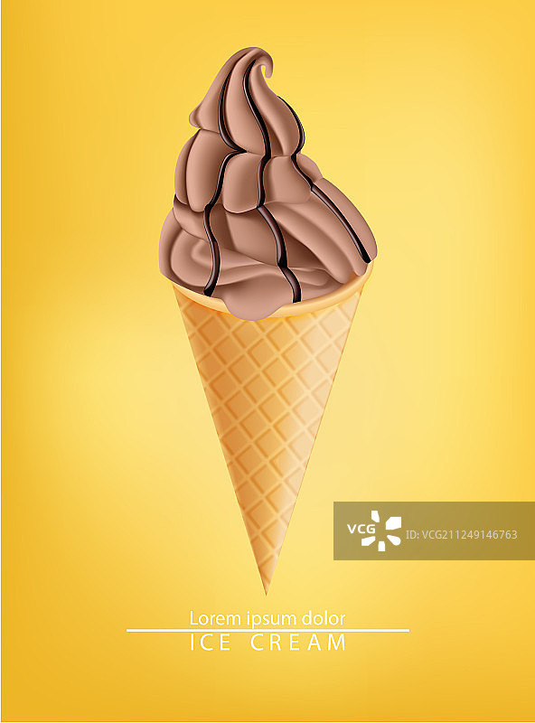 逼真黑巧克力冰淇淋甜筒图片素材