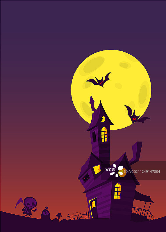 卡通恐怖鬼屋万圣节图片素材