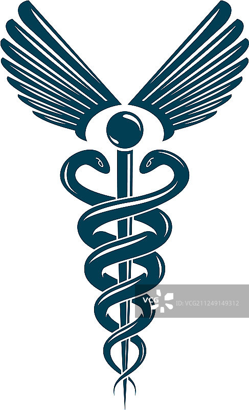 鸟翼构成的双蛇杖符号图片素材